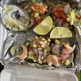 Oyster sampler (minus one I ate) so good!