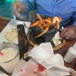 Molcajete seafood flavor=forgot the name but it was the lemony flavored one .