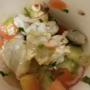 Raw shrimp (curtido) not boiled at all.