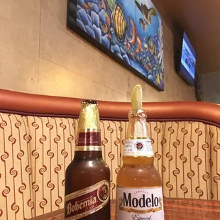 Beers and a nice painting.