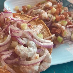 Shrimp tostadas