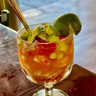 a drink in a glass