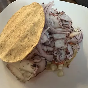 Shrimp and octopus tostada