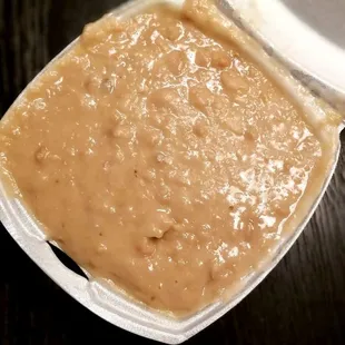 Refried beans, made with lard. Good stuff..