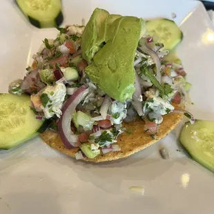 Tostada de Ceviche de Camarón