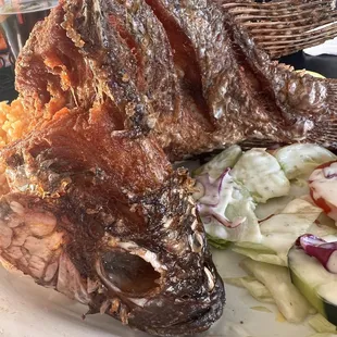 Pescado Frito (rice and tortillas not shown)