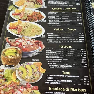 Seafood menu