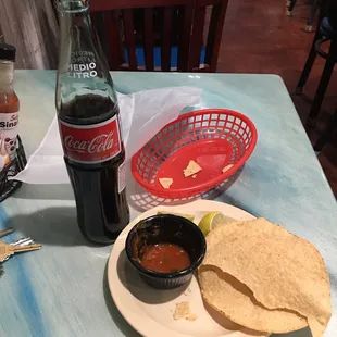 So far that salsa for the chips is really good, taste very fresh.