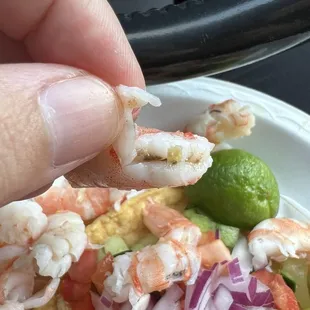 Multiple pieces of shrimp was not cleaned...