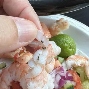 Multiple pieces of shrimp not cleaned...