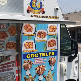 a food truck parked in a parking lot