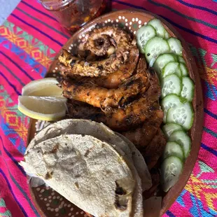 Shrimp and pulpo zarandeado