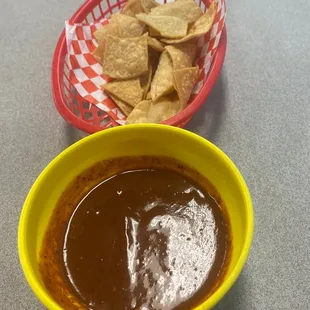 Chips and salsa the chips are so crispy I just got them and I&apos;m almost done with them