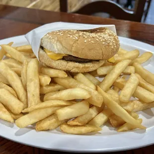 Kids' cheeseburger and fries