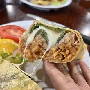 Inside the chile relleno burrito