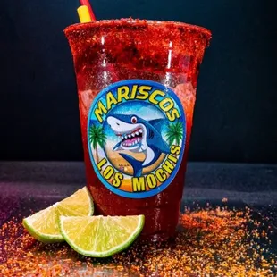 a drink with a slice of lime