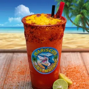 a drink on the beach