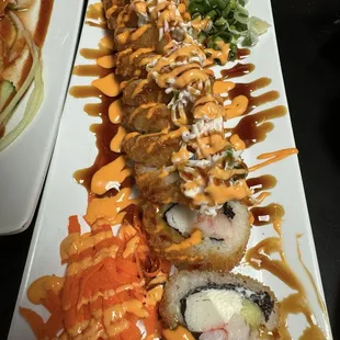 Sushi roll, would prefer crab meat shredded with keypie, but hey