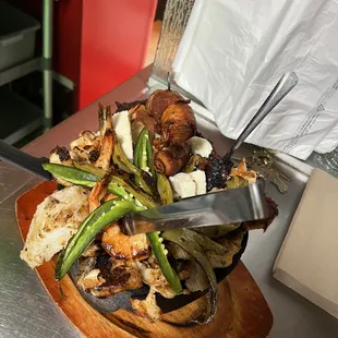 a large platter of food