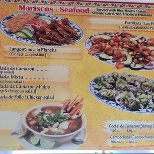 Menu Mariscos