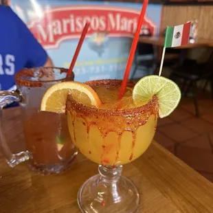 Michelada and mango margarita