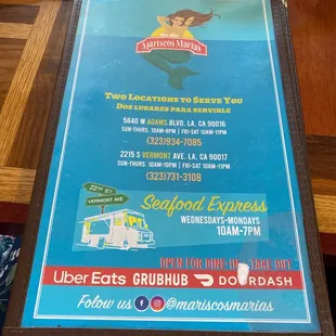 the menu