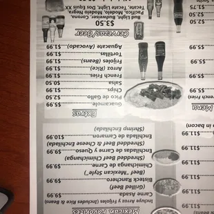a menu for a mexican restaurant