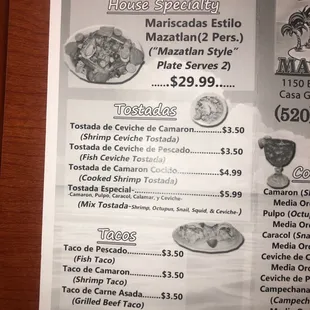 sushi and sashimi, menu