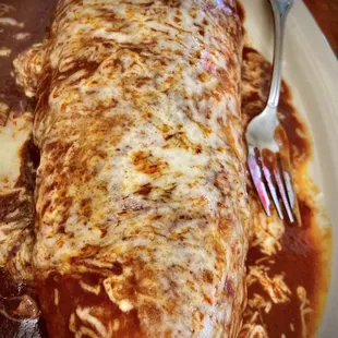 Burrito Chile Colorado, enchilada-style. More than a meal &amp; so delicious.