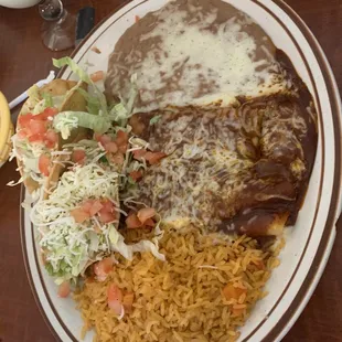 Cheese Enchilada and Beef Taco Combo