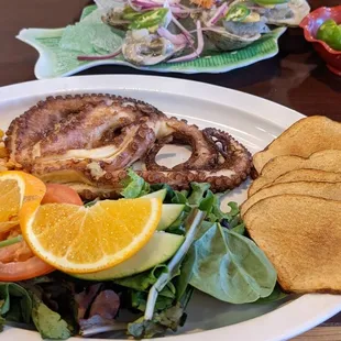 Grilled octopus and specific oysters