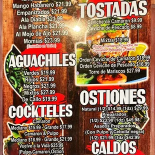 Menu updated prices