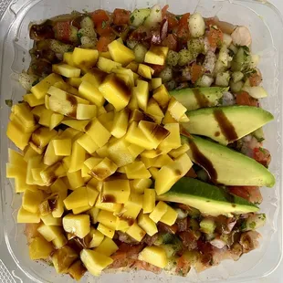 Ceviche with mango (shrimp cooked in lime)