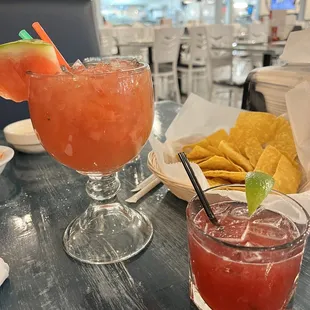 two drinks on a table