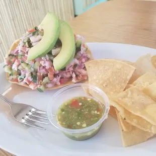 So much good food, get the Ceviche! One tostada is enough for two people.
