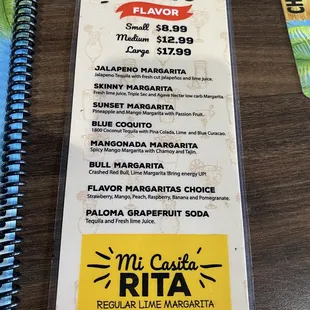 Drink menu Aug 2022