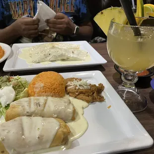Chicken Chimichanga, Pineapple Margarita