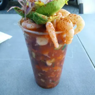 Cocktail with shrimp, octopus and oister!!