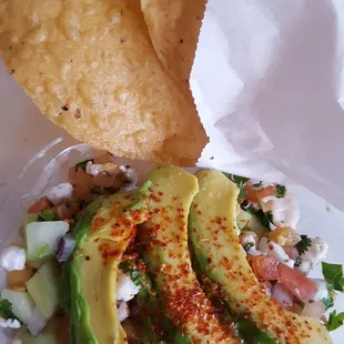 Shrimp ceviche tostada. YUM!