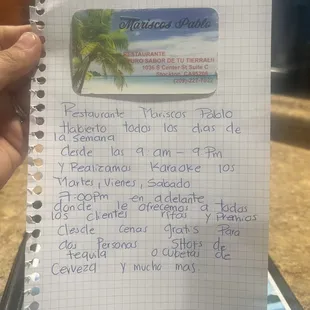 Weekly specials and Events