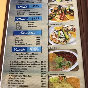 a menu for a mexican restaurant