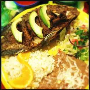 Fried whole tilapia. One BIG fish.