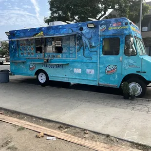 a blue food truck