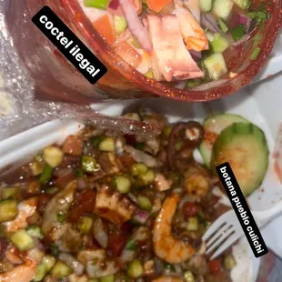 Coctel ilegal and botana pueblo culichi, chile al gusto