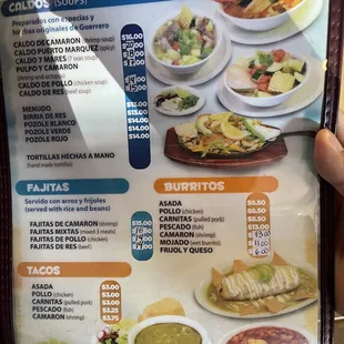 a menu for a mexican restaurant