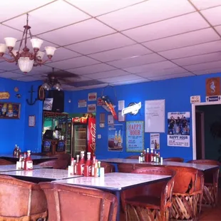 tables and chairs in a restaurant