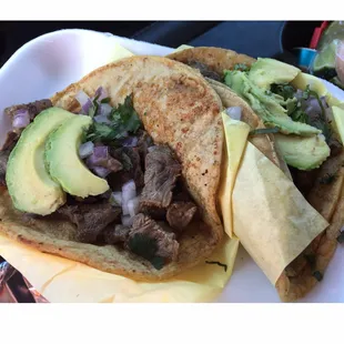 Carne Asada tacos. Excellent meat used in these.