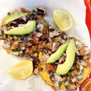Tostadas de ceviche de pulpo