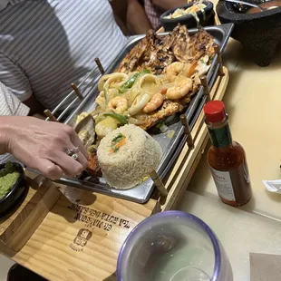 a tray of food on a table