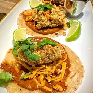 Fried oyster tacos